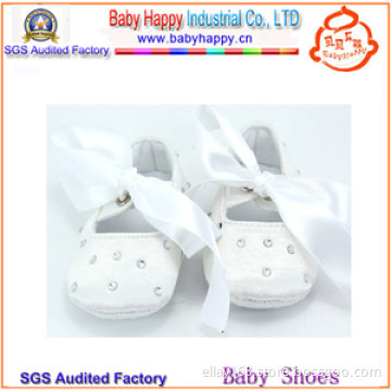 Plain White Baby Girl Christening Baby Shoes